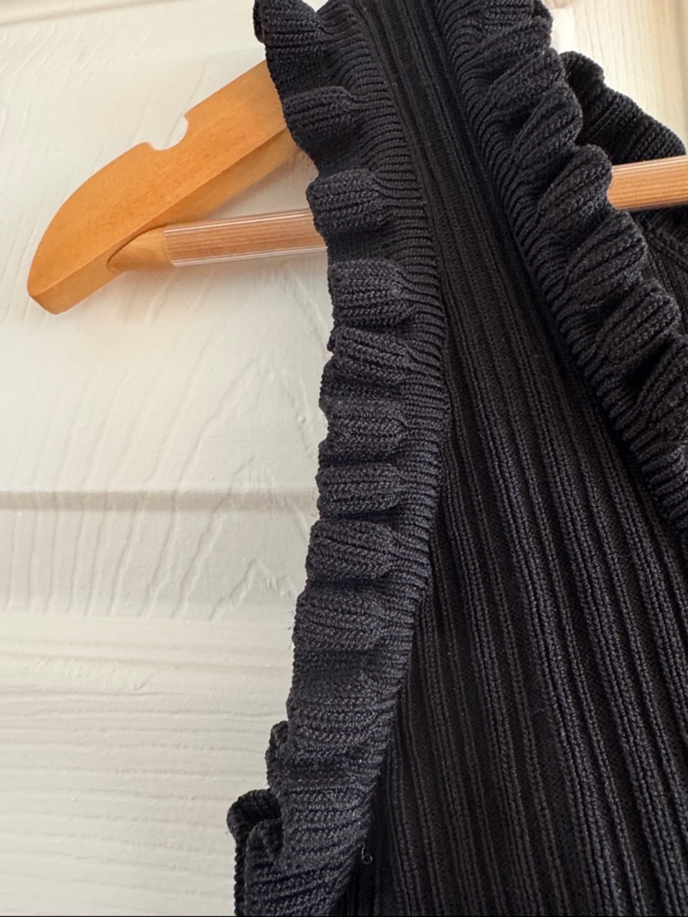 English Factory Black Ribbed Tank with Ruffle Trim - Picture 2 of 4
